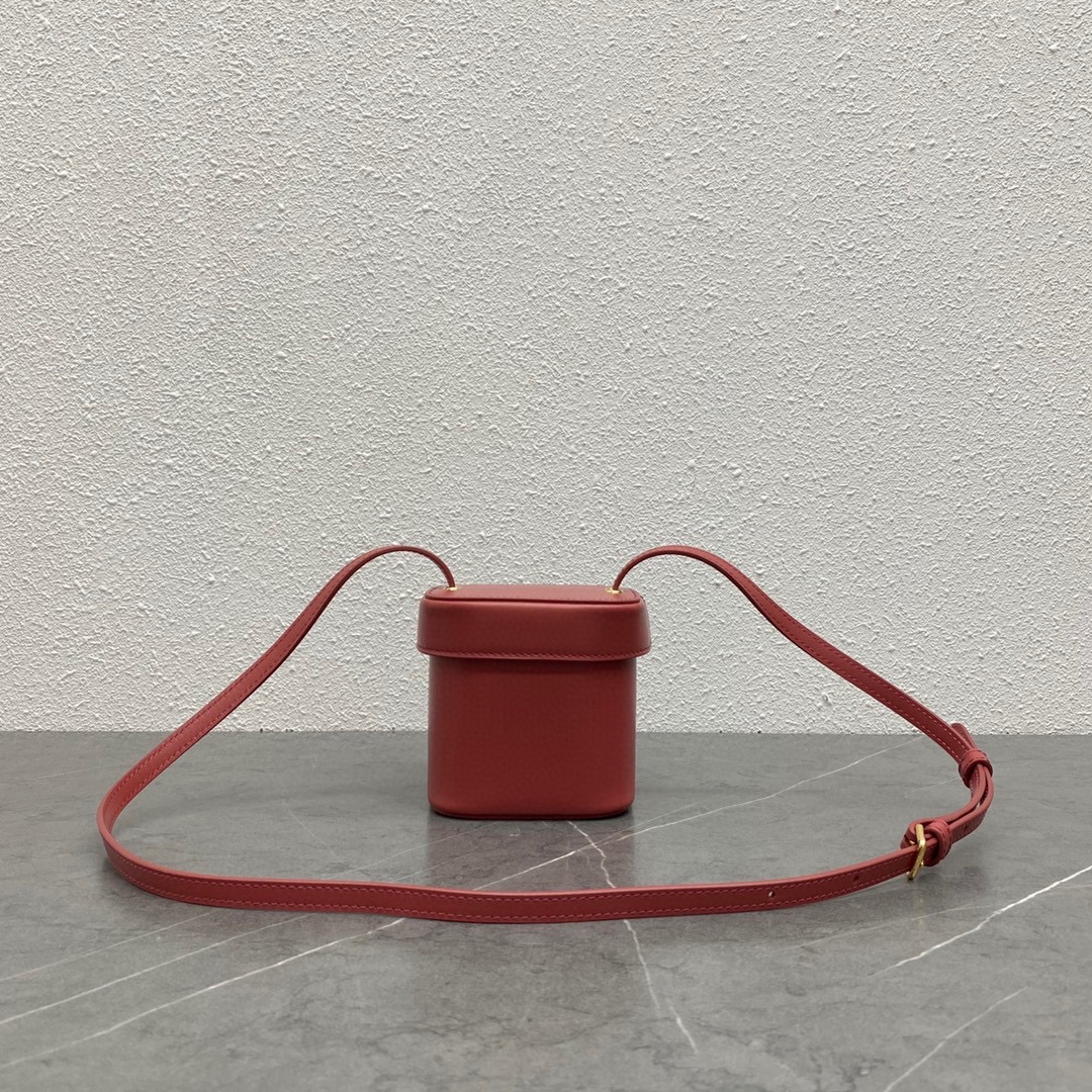 Celine Box Triomphe Shoulder Bag In Smooth Calfskin Red 199263